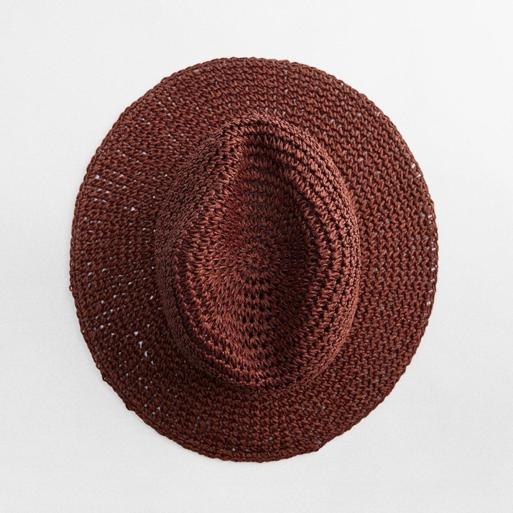 nwt zara Brown Woven floppy Sun Hat medium